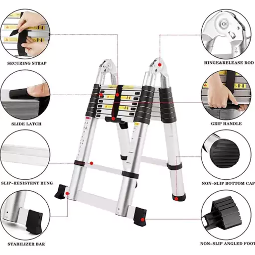 خرید و قیمت نردبان تلسکوپی دوطرفه 3.8 متری