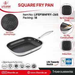 تابه تک دسته کف لیزری سایز 26 لایف اسمایل اصل مدل LIFEP18NFRY-26S
