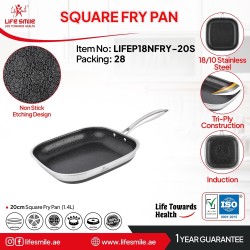 تابه تک دسته کف لیزری سایز 20 لایف اسمایل اصل مدل LIFEP18NFRY-20S